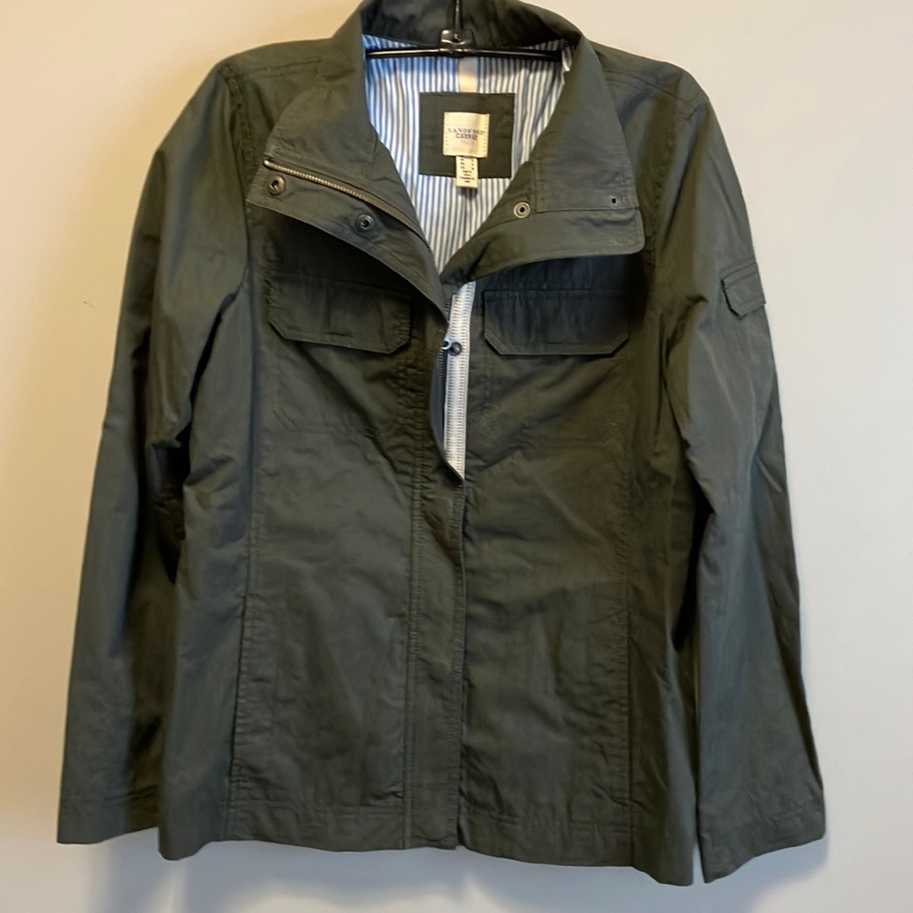 Lands End Canvas Green Waxed Jacket